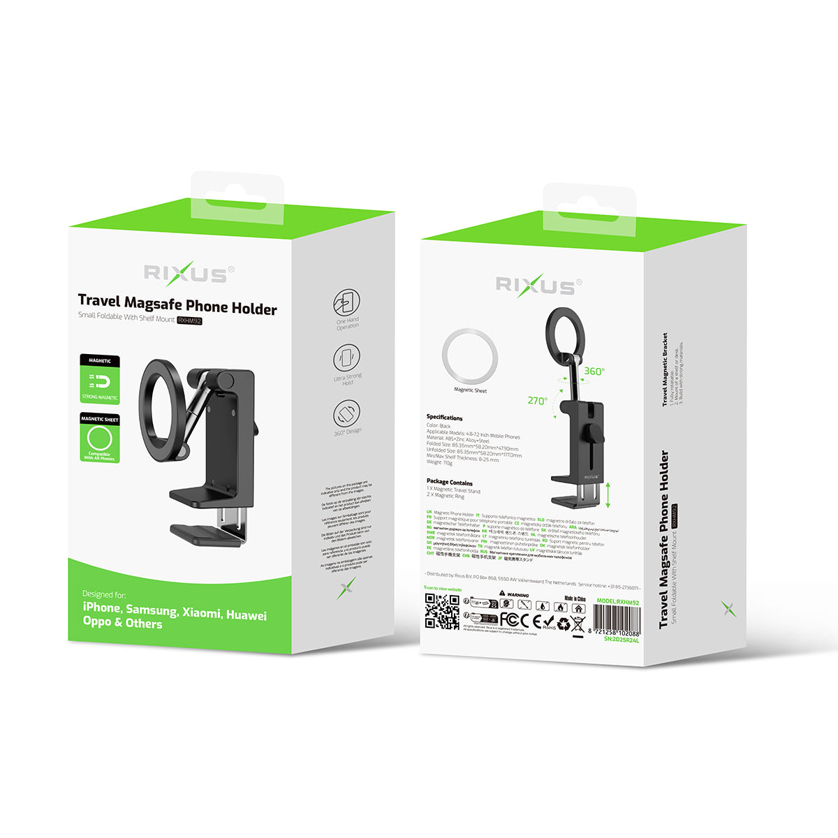 Rixus RXHM92 Travel MagSafe Phone Holder Black