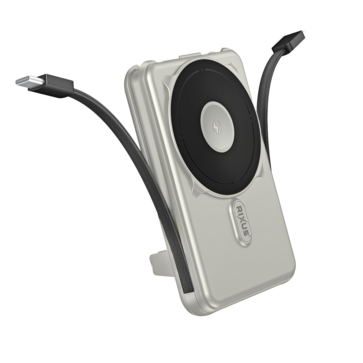 Rixus RXPB76A MagSafe Powerbank 10.000mAh With Built-in Cable Silver