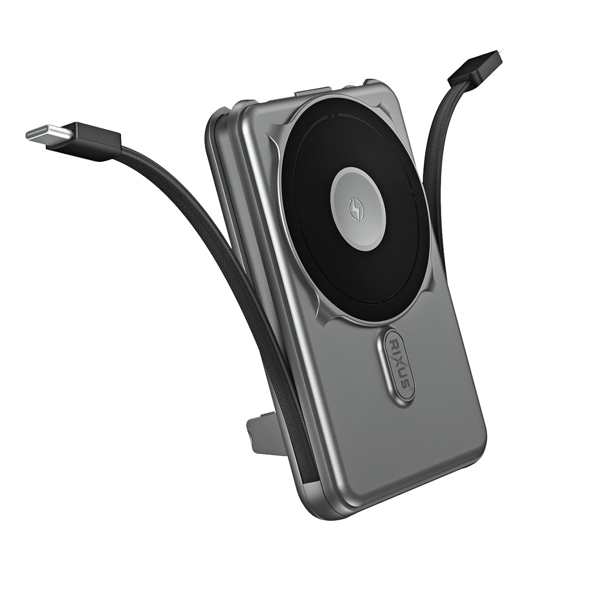 Rixus RXPB76B MagSafe Powerbank 10.000mAh With Built-in Cable Gray