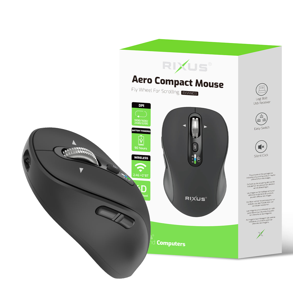 Rixus RXWM03 Aero Compact Mouse Black
