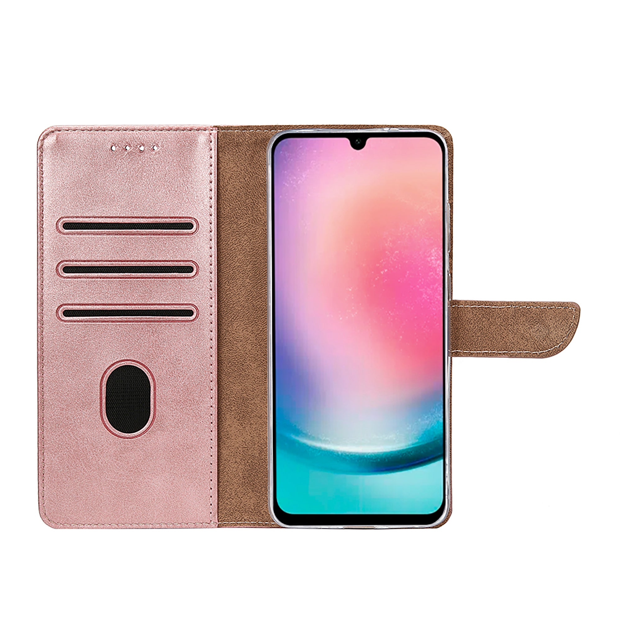 Rixus Bookcase For Samsung Galaxy A26, A17 Pink