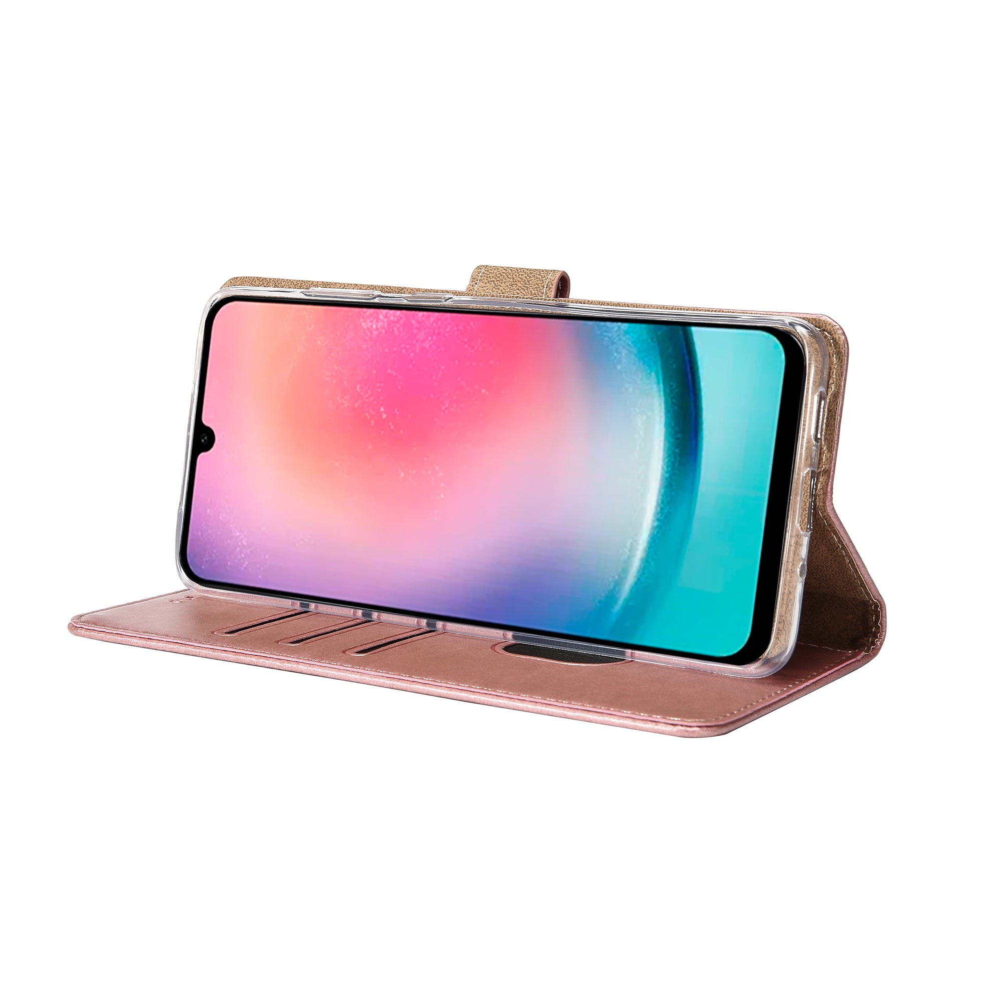 Rixus Bookcase For Samsung Galaxy A26, A17 Pink