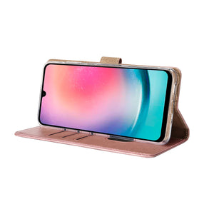 Rixus Bookcase For Samsung Galaxy A26, A17 Pink