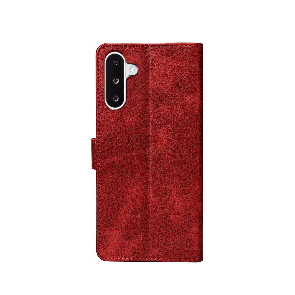 Rixus Bookcase For Samsung Galaxy A26, A17 Dark Red