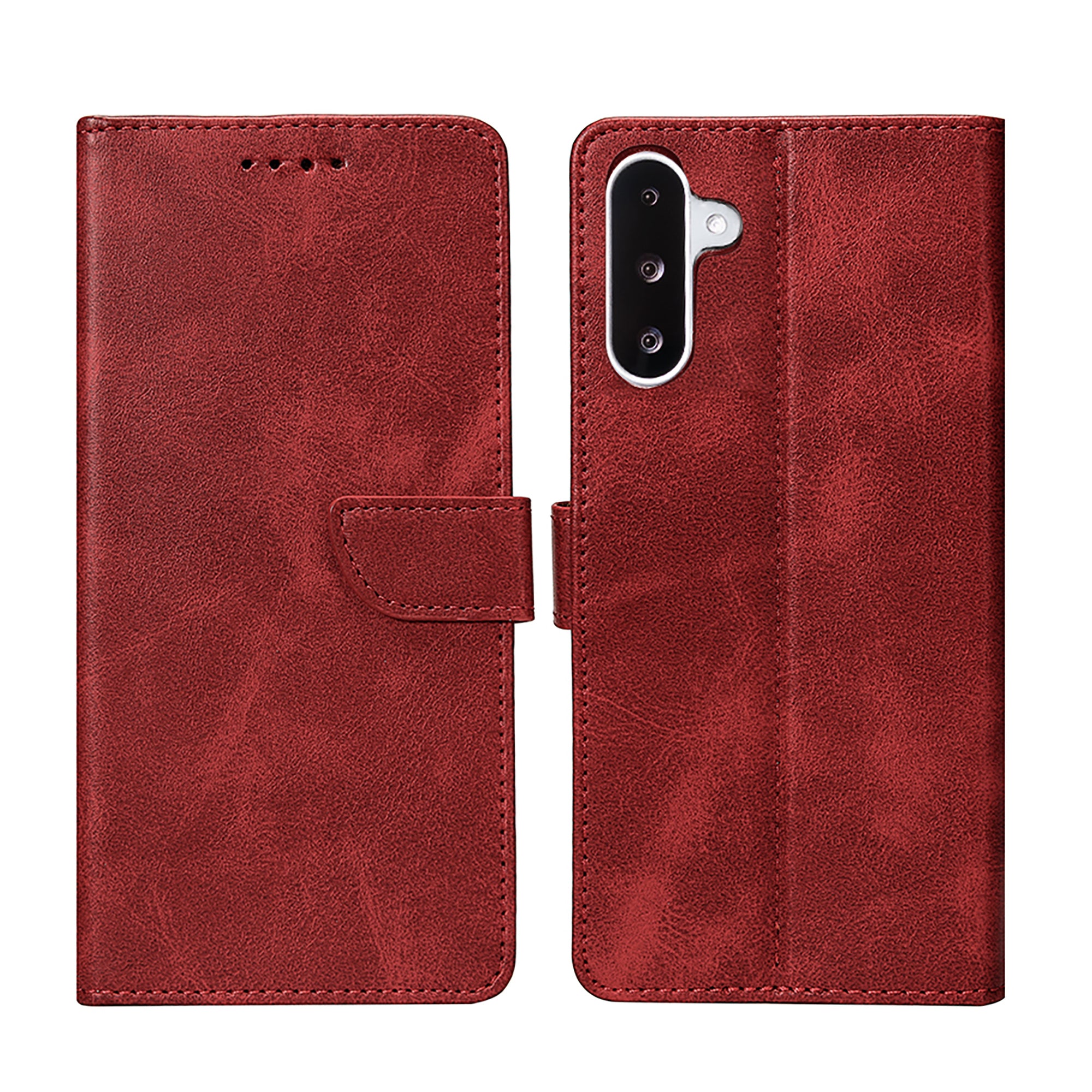Rixus Bookcase For Samsung Galaxy A26, A17 Dark Red