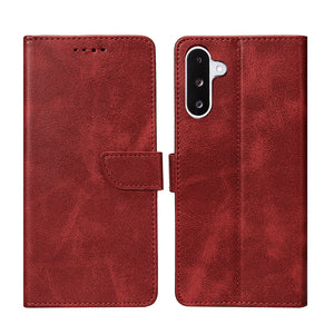 Rixus Bookcase For Samsung Galaxy A26, A17 Dark Red