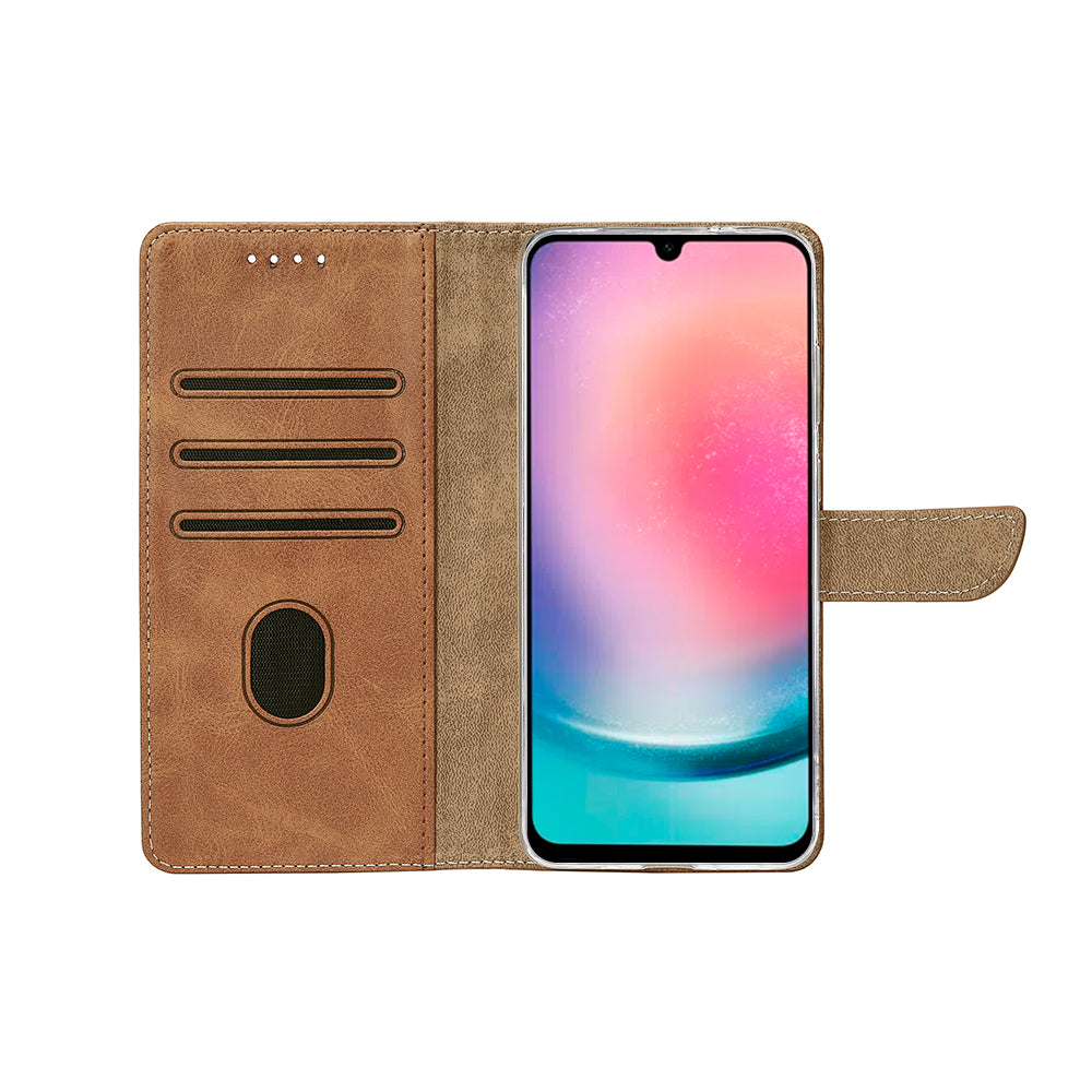 Rixus Bookcase For Samsung Galaxy A26, A17 Light Brown
