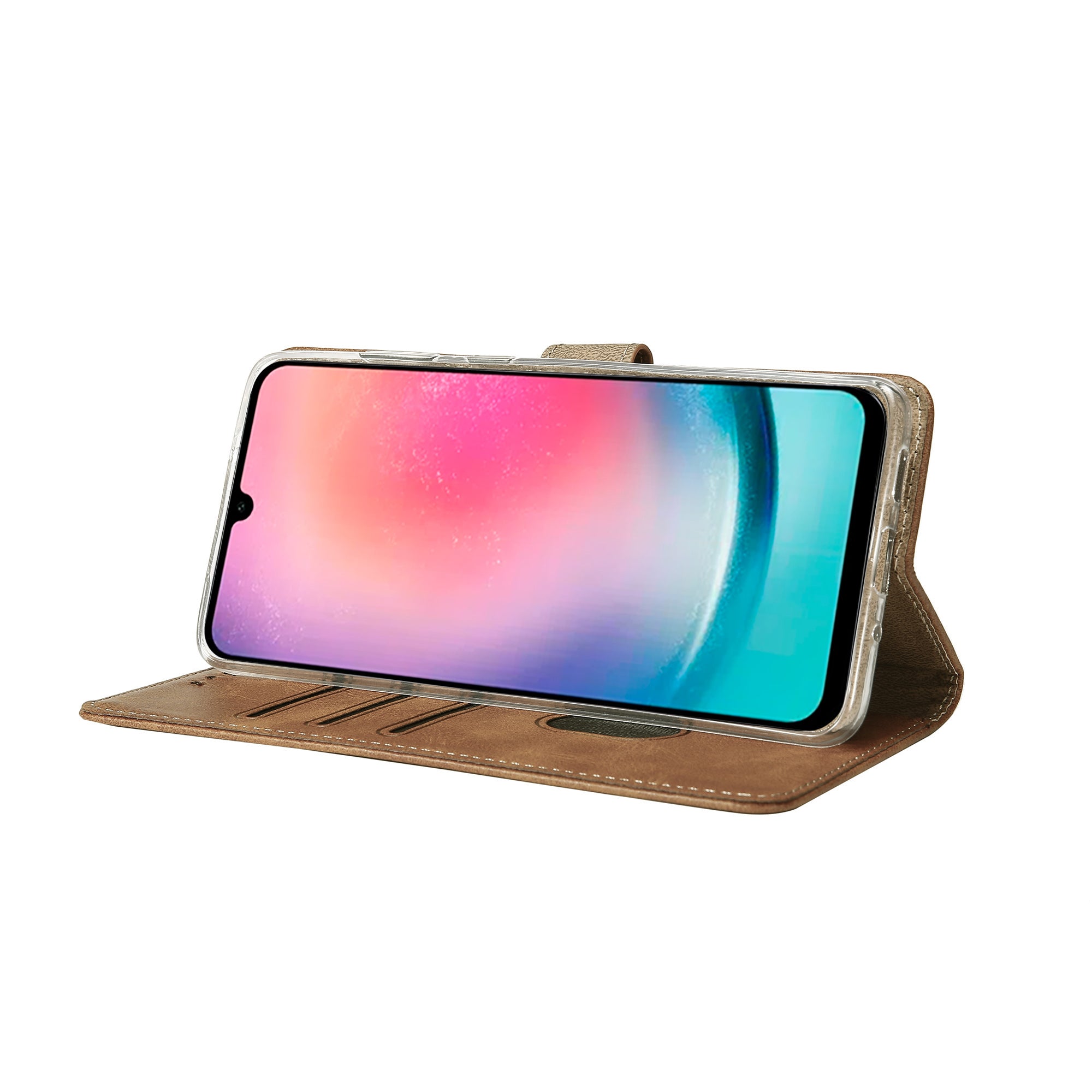Rixus Bookcase For Samsung Galaxy A26, A17 Light Brown