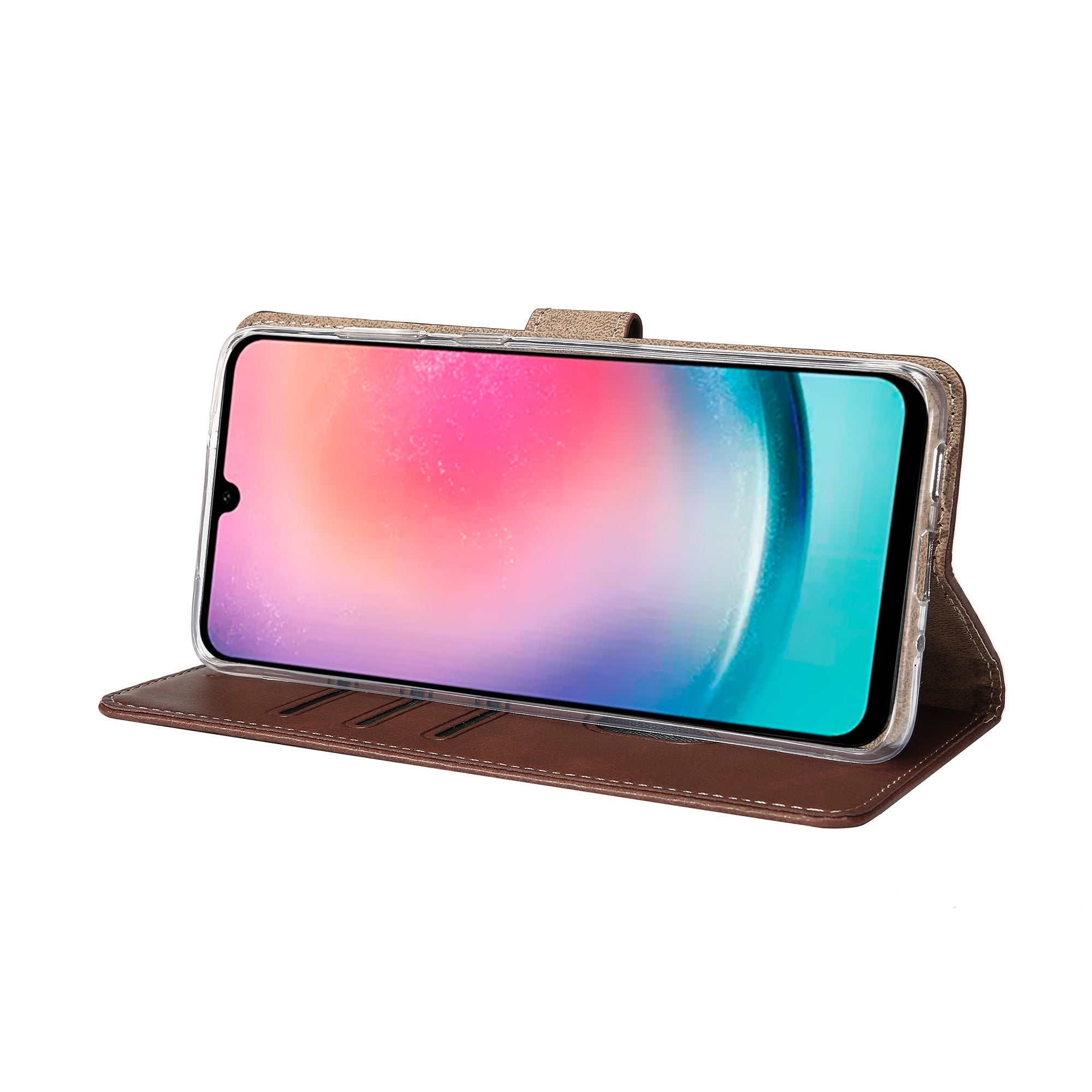 Rixus Bookcase For Samsung Galaxy A26, A17 Brown