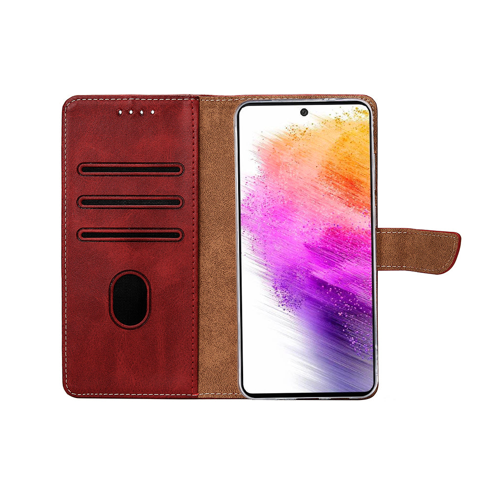 Rixus Bookcase For Samsung Galaxy A56 Dark Red