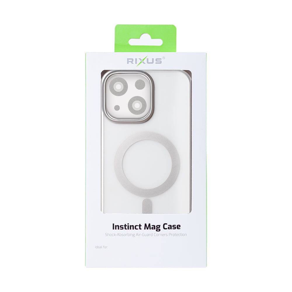 Rixus Instinct Mag Case For Apple iPhone 15 Silver