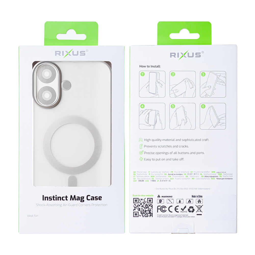 Rixus Instinct Mag Case For Apple iPhone 16 Silver
