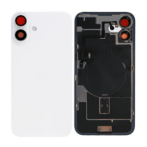 For Apple iPhone 16 Back Glass With NFC, Enlarged Camera Frame White Compatible