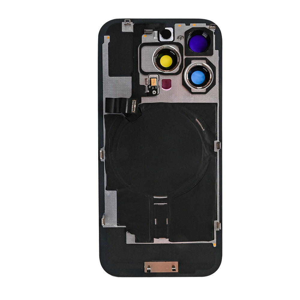 For Apple iPhone 16 Pro Back Glass With NFC, Enlarged Camera Frame Black Titanium Compatible