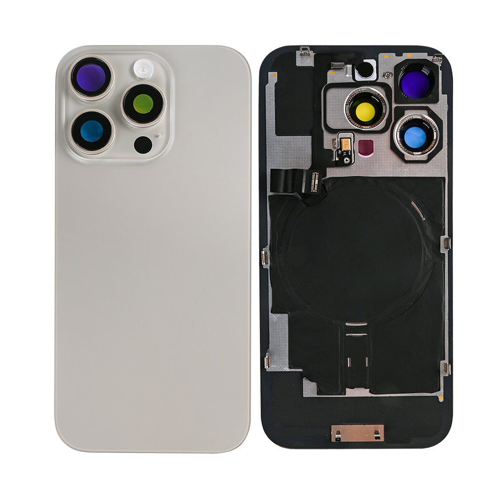 For Apple iPhone 16 Pro Back Glass With NFC, Enlarged Camera Frame Natural Titanium Compatible