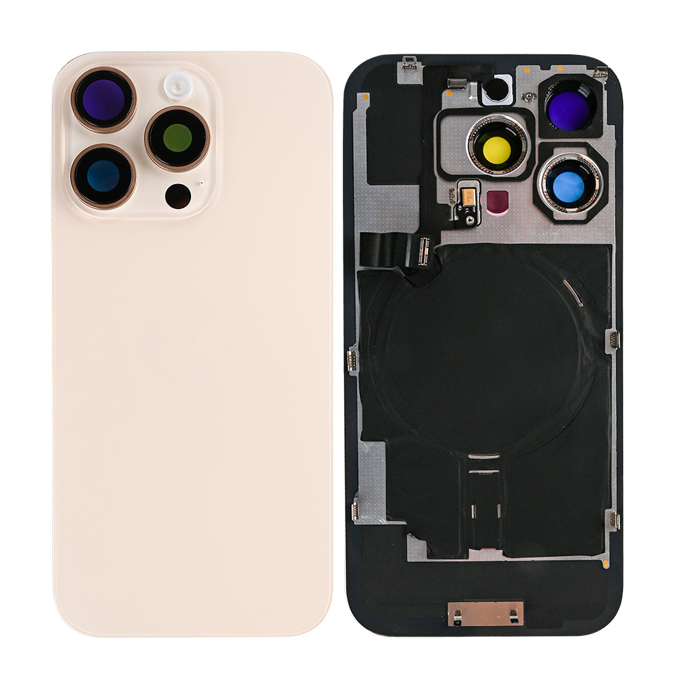 For Apple iPhone 16 Pro Back Glass With NFC, Enlarged Camera Frame Desert Titanium Compatible
