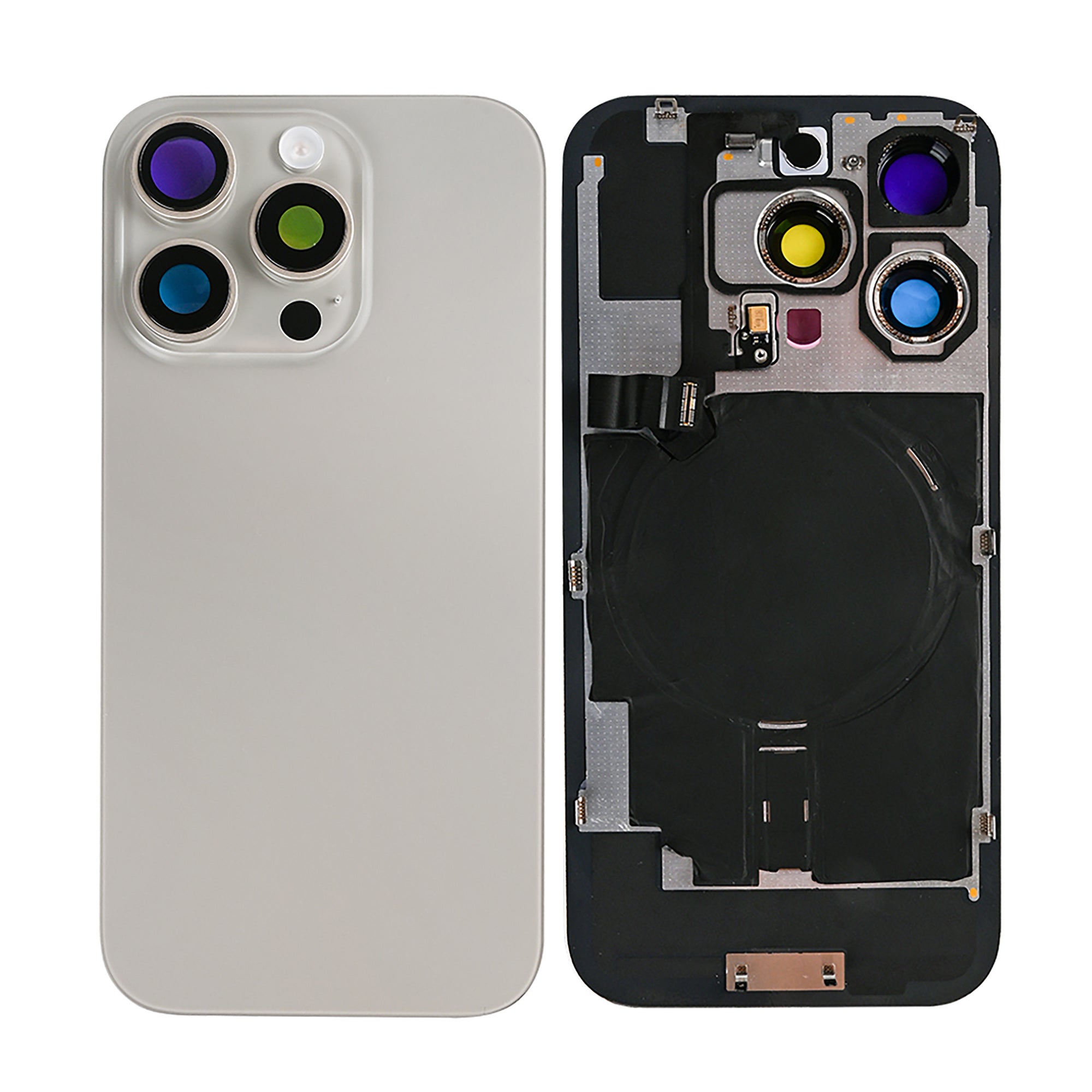 For Apple iPhone 16 Pro Max Back Glass With NFC, Enlarged Camera Frame Natural Titanium Compatible