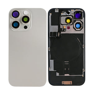For Apple iPhone 16 Pro Max Back Glass With NFC, Enlarged Camera Frame Natural Titanium Compatible