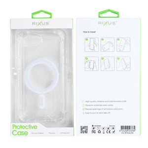 Rixus Anti-Burst Case With MagSafe Compatible For Apple iPhone 16e, 17e Transparent