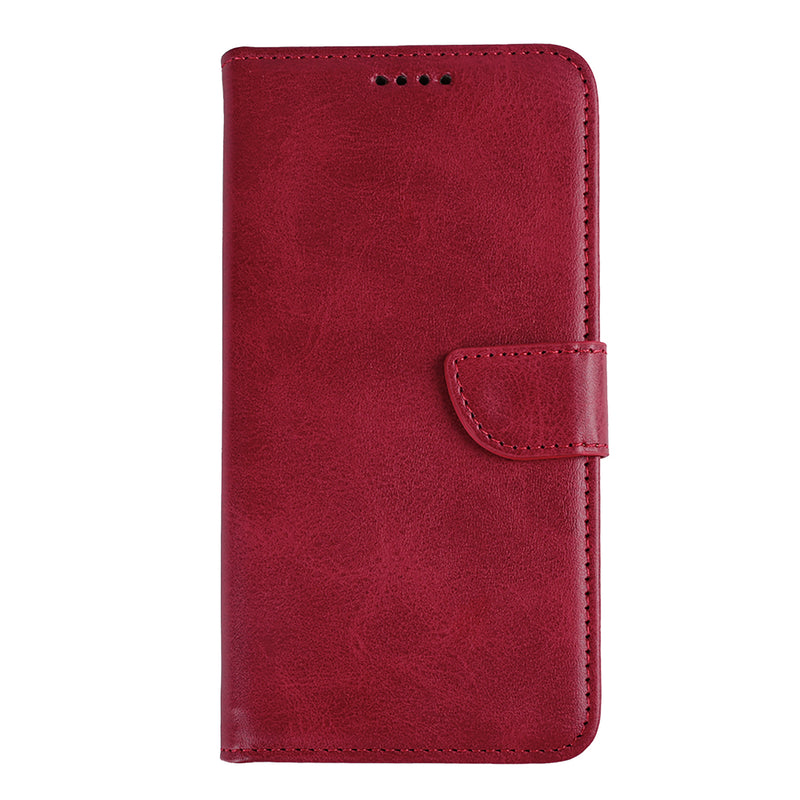 Rixus Bookcase For Apple iPhone 16e, 17e Dark Red