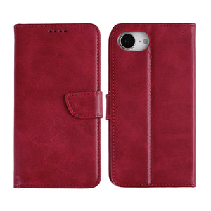 Rixus Bookcase For Apple iPhone 16e, 17e Dark Red