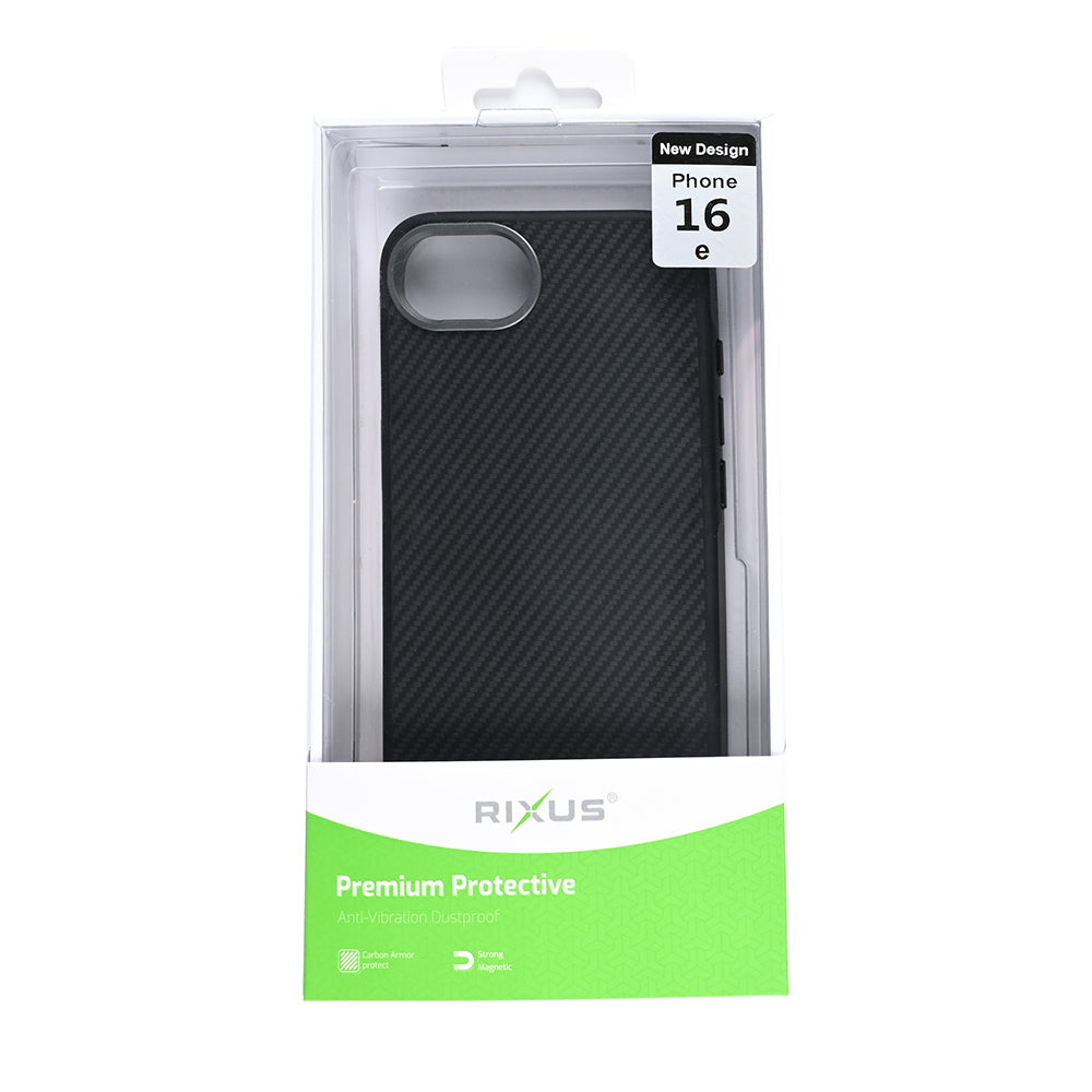 Rixus Mag Carbon With MagSafe For Apple iPhone 16e Titanium Black