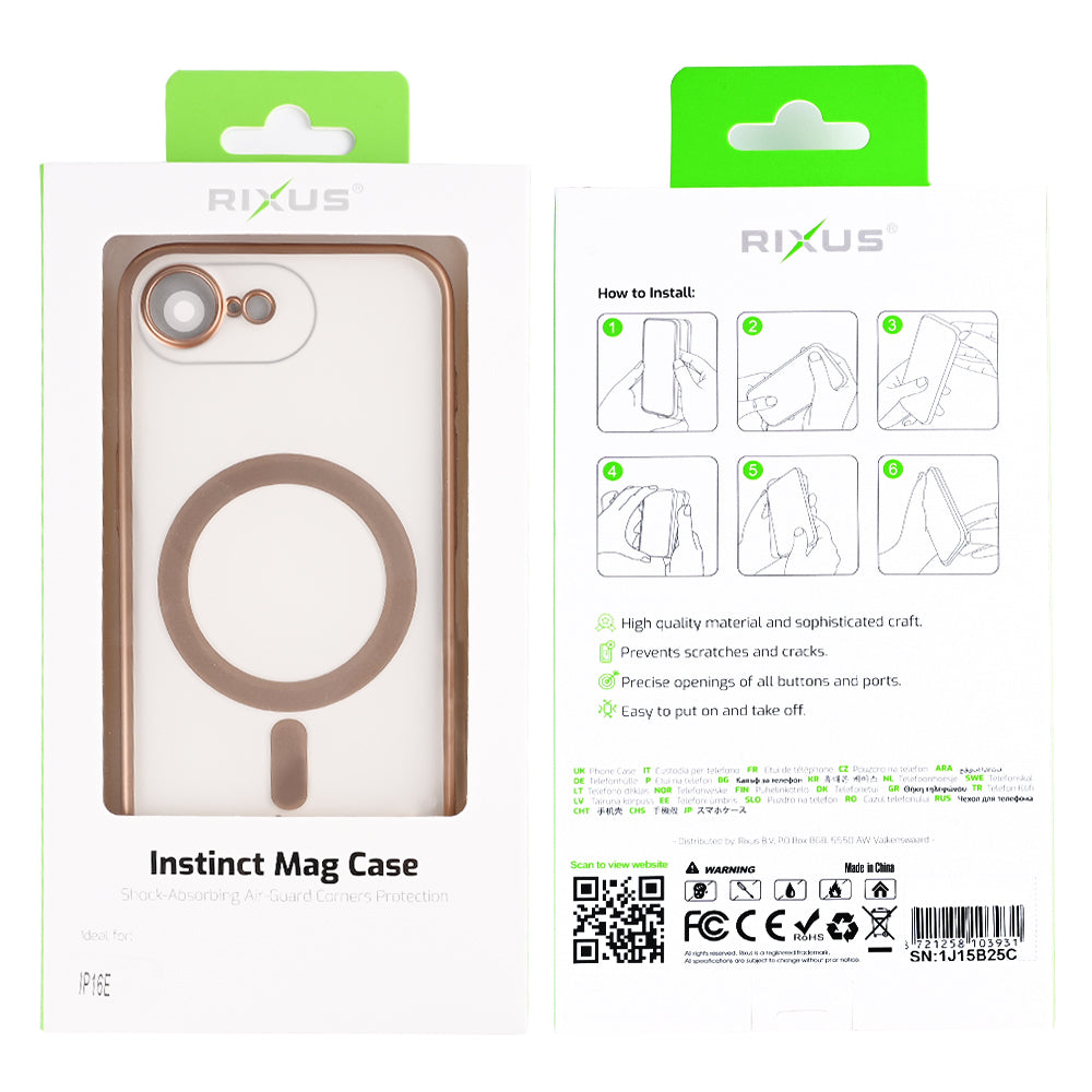 Rixus Instinct Mag Case For Apple iPhone 16e Desert Titanium
