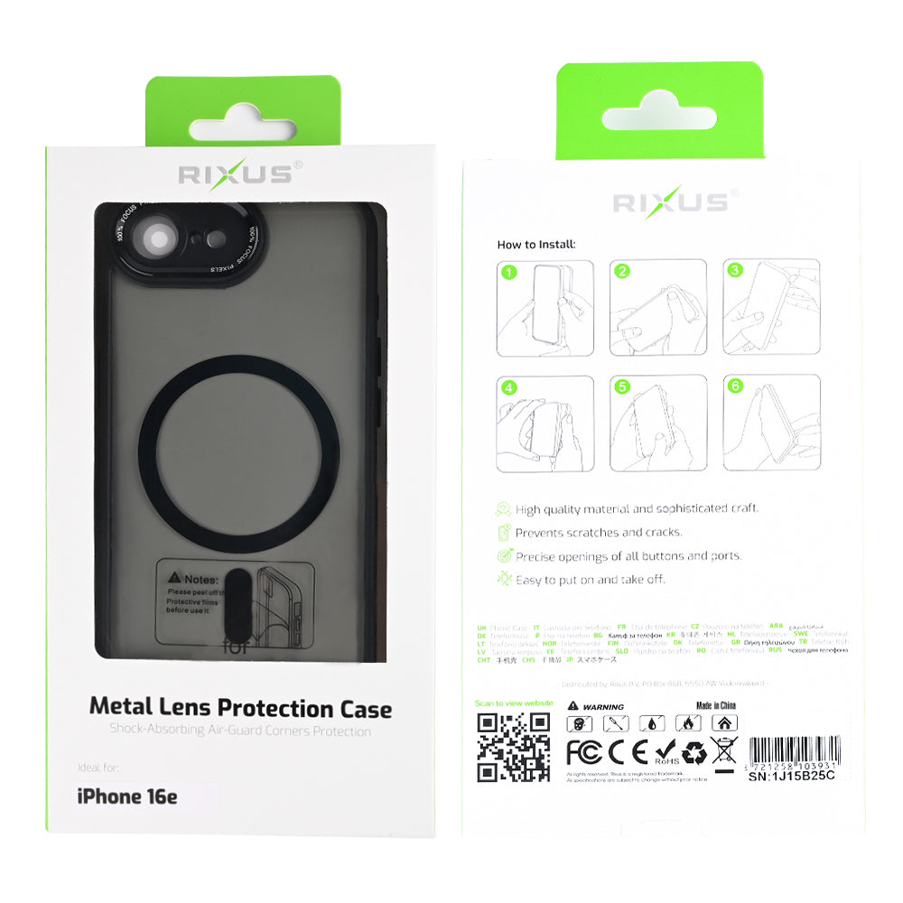 Rixus Classic 04 Case With MagSafe For Apple iPhone 16e Black