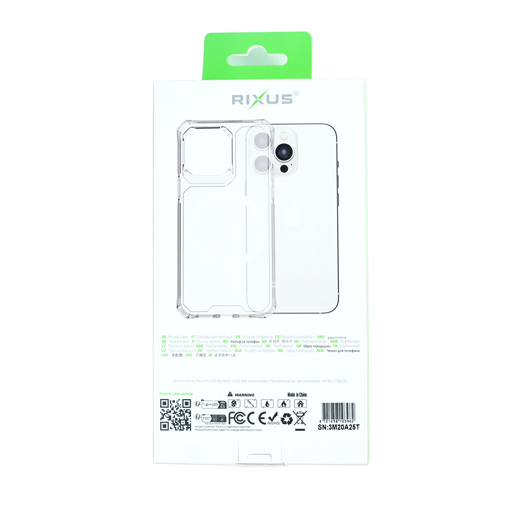 Rixus Armor-X Anti Shock Case With MagSafe For Apple iPhone 16e Transparent
