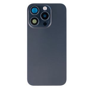 For Apple iPhone 15 Pro Back Glass With NFC, Enlarged Camera Frame Blue Titanium Compatible