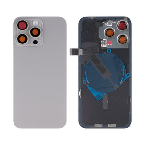 For Apple iPhone 15 Pro Max Back Glass With NFC, Enlarged Camera Frame Natural Titanium Compatible