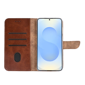 Rixus Bookcase For Samsung Galaxy S25 Edge Brown