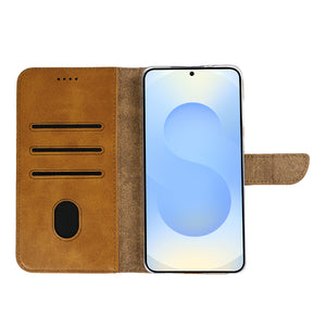 Rixus Bookcase For Samsung Galaxy S25 Edge Light Brown