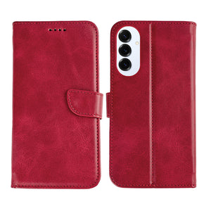 Rixus Bookcase For Samsung Galaxy S25 Edge Dark Red