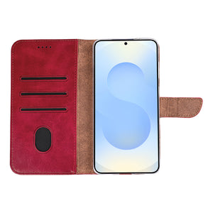Rixus Bookcase For Samsung Galaxy S25 Edge Dark Red