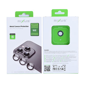 Rixus Metal Shield Camera Tempered Glass For Apple iPhone 16e Silver