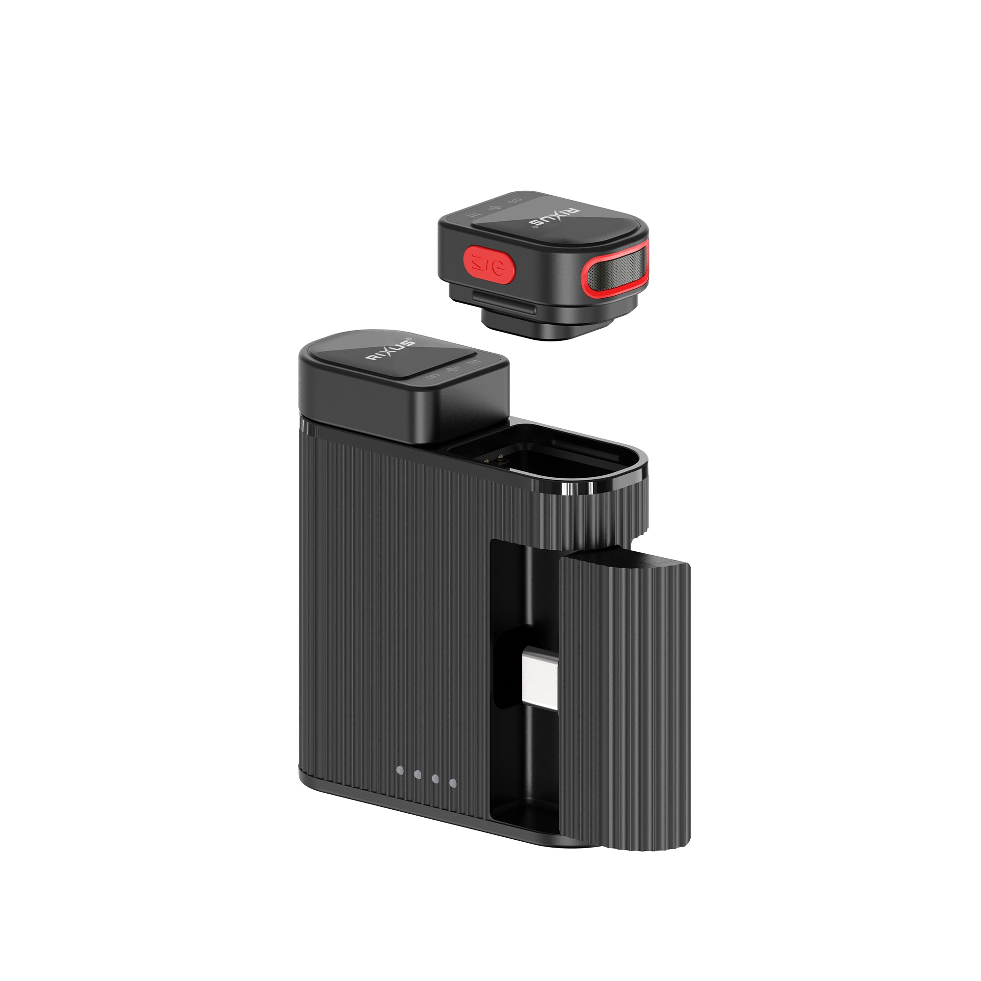 Rixus RXMIC03 Mini Wireless Microphone For Live Stream And Video Recording Black