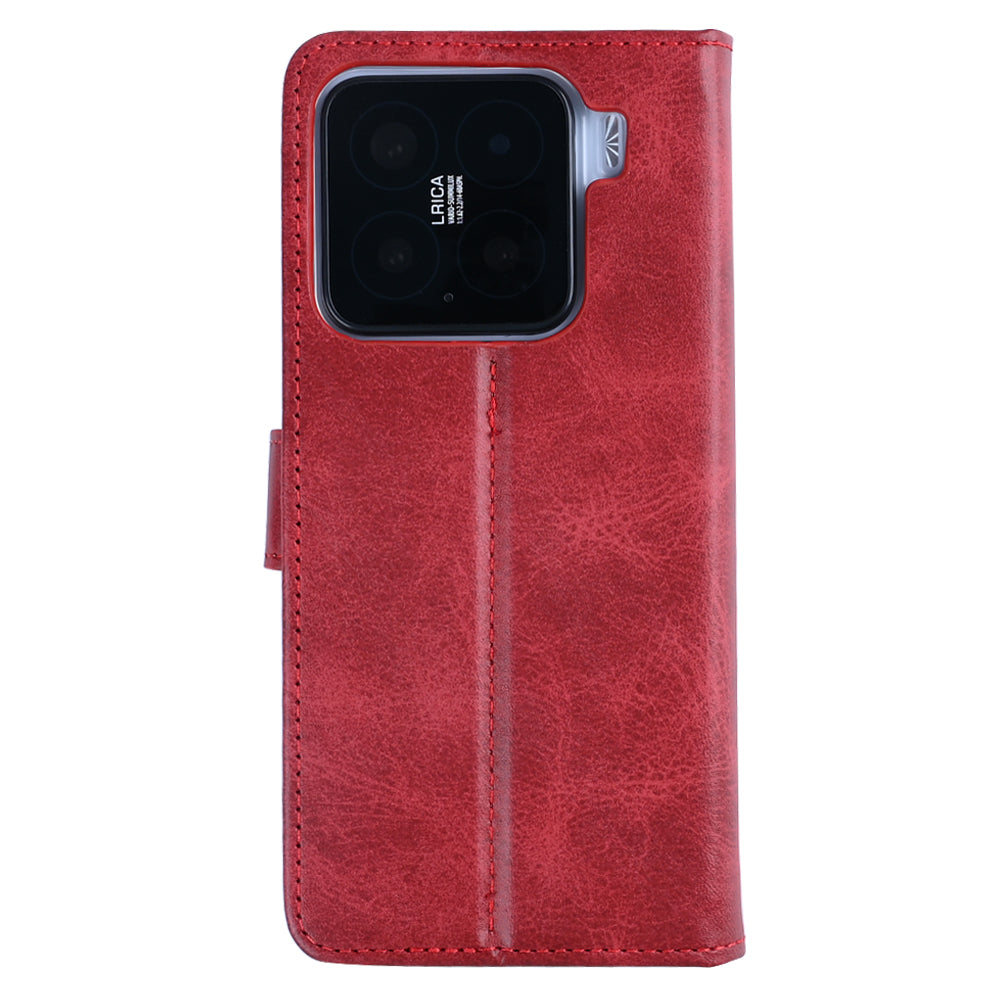 Rixus Bookcase For Xiaomi 15 Dark Red