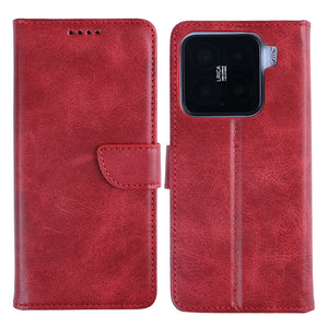 Rixus Bookcase For Xiaomi 15 Dark Red