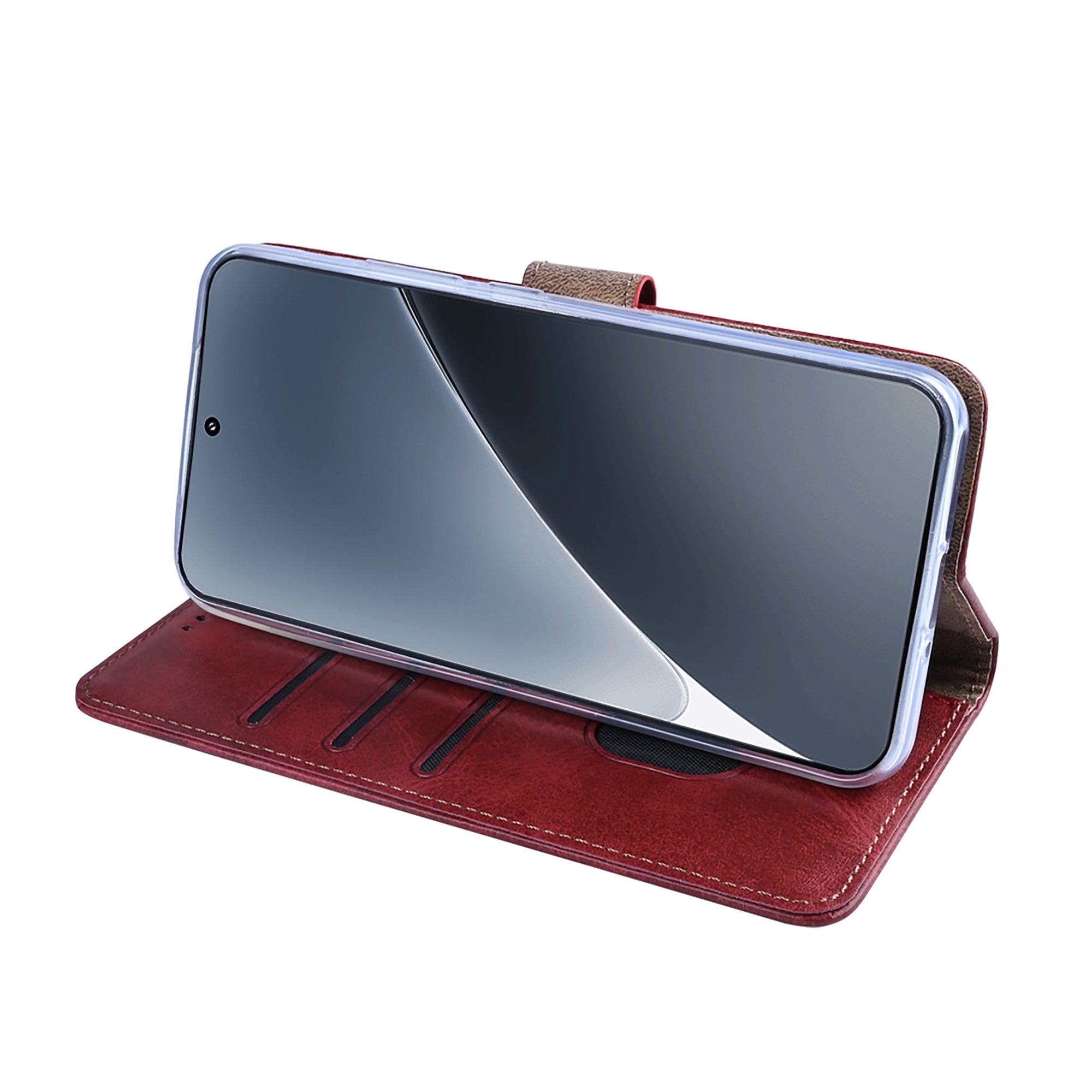 Rixus Bookcase For Xiaomi 15 Dark Red