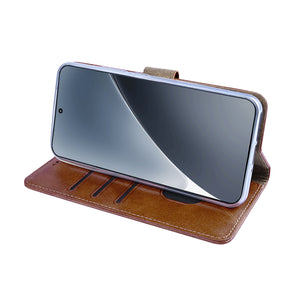 Rixus Bookcase For Xiaomi 15 Pro Brown