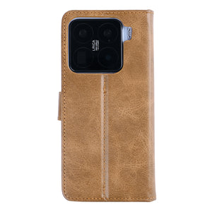 Rixus Bookcase For Xiaomi 15 Pro Light Brown