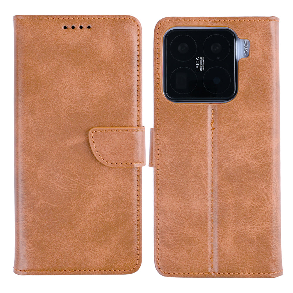 Rixus Bookcase For Xiaomi 15 Pro Light Brown