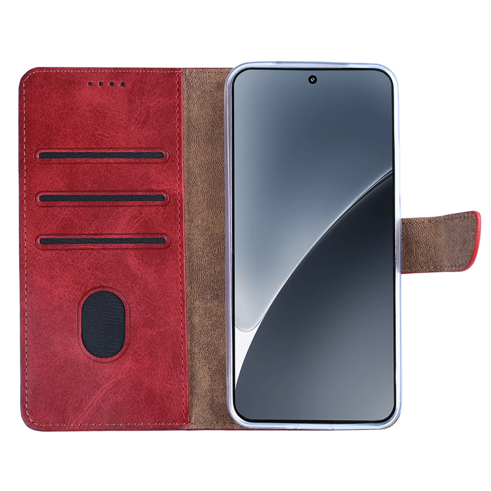 Rixus Bookcase For Xiaomi 15 Pro Dark Red