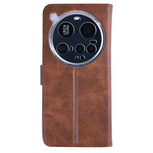 Rixus Bookcase For Xiaomi 15 Ultra Brown