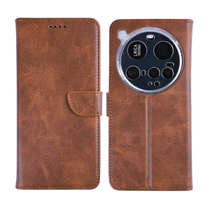 Rixus Bookcase For Xiaomi 15 Ultra Brown