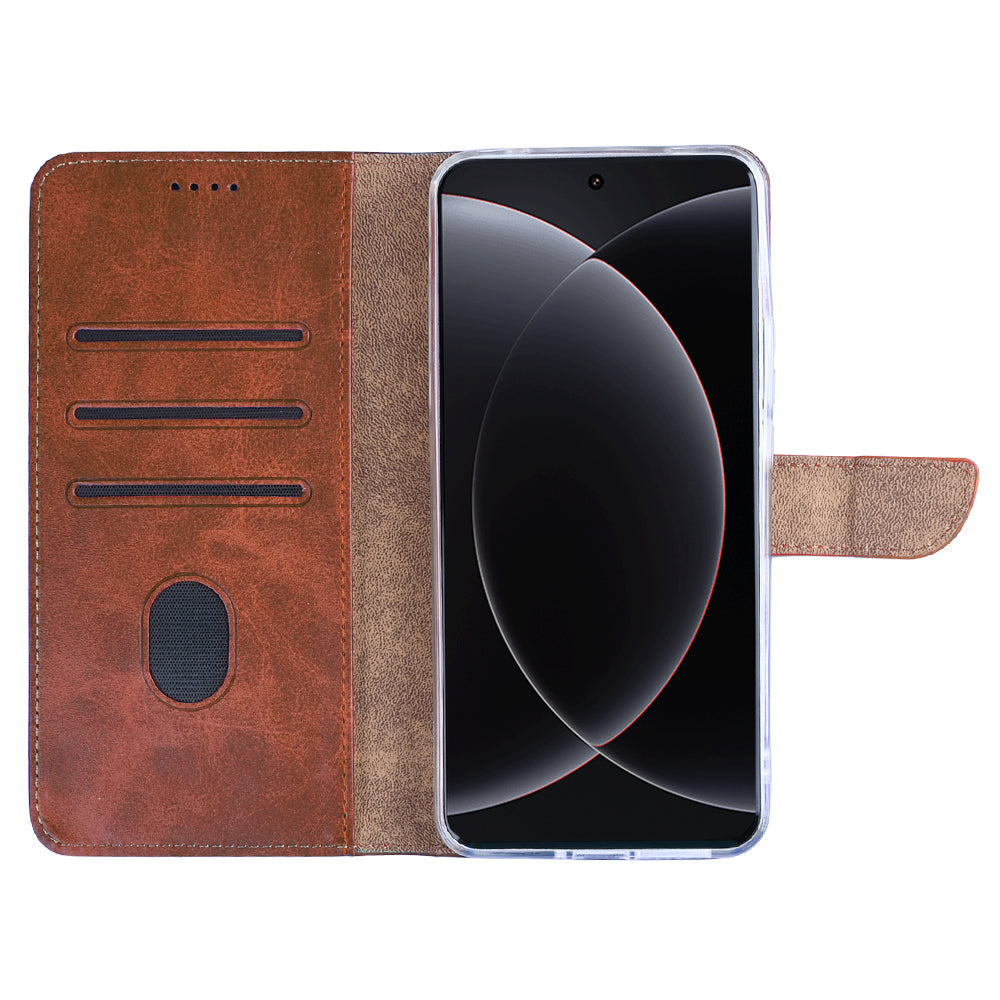 Rixus Bookcase For Xiaomi 15 Ultra Brown