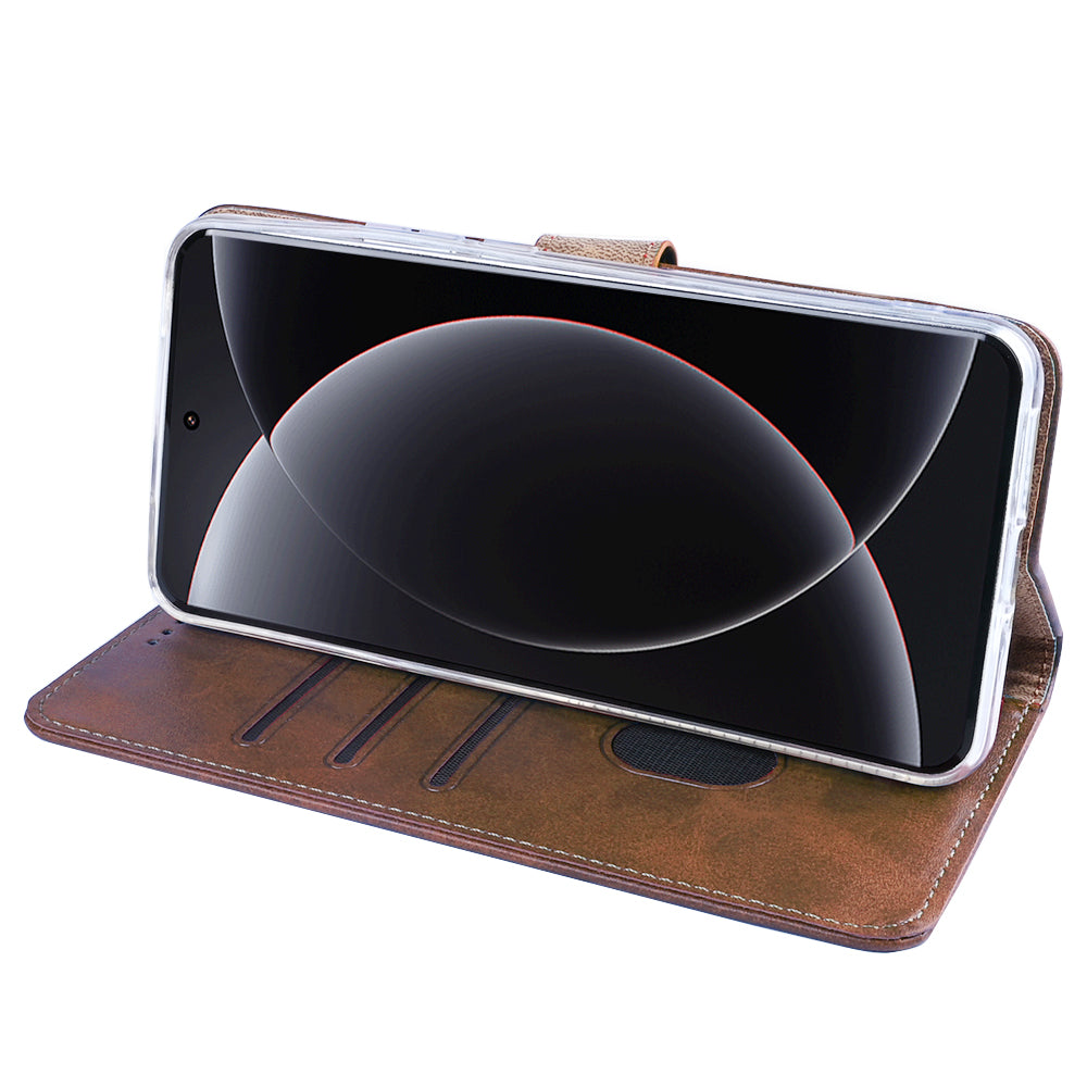 Rixus Bookcase For Xiaomi 15 Ultra Brown