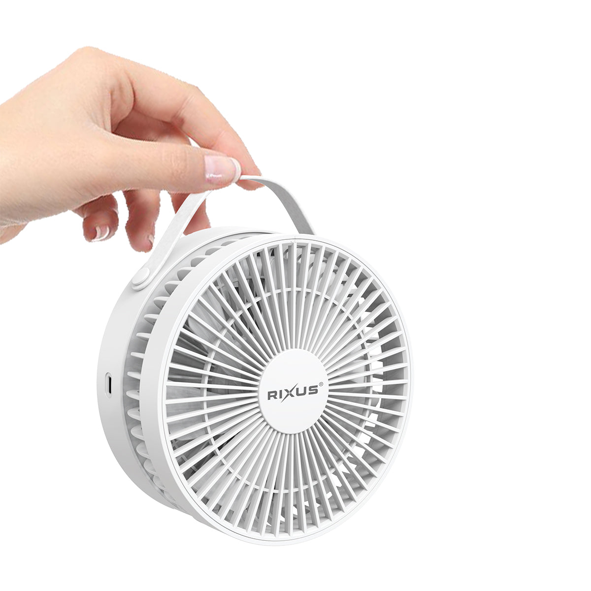Rixus RXBF03 Portable Desktop Battery Fan White