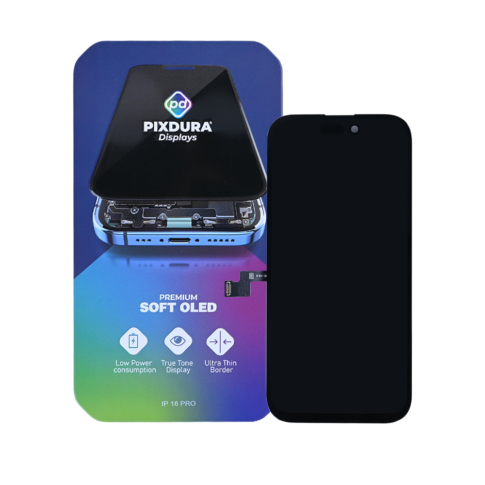 PIXDURA For Apple iPhone 16 Pro Display And Digitizer Soft-OLED Premium (IC Removable) (120Hz)